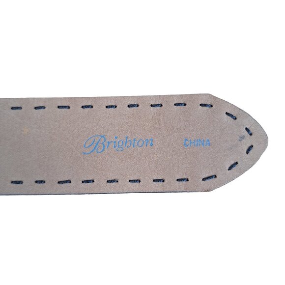 Brighton Sara Toga Leather Belt Size 32 Textured Black Whip Stich Western - Picture 9 of 10